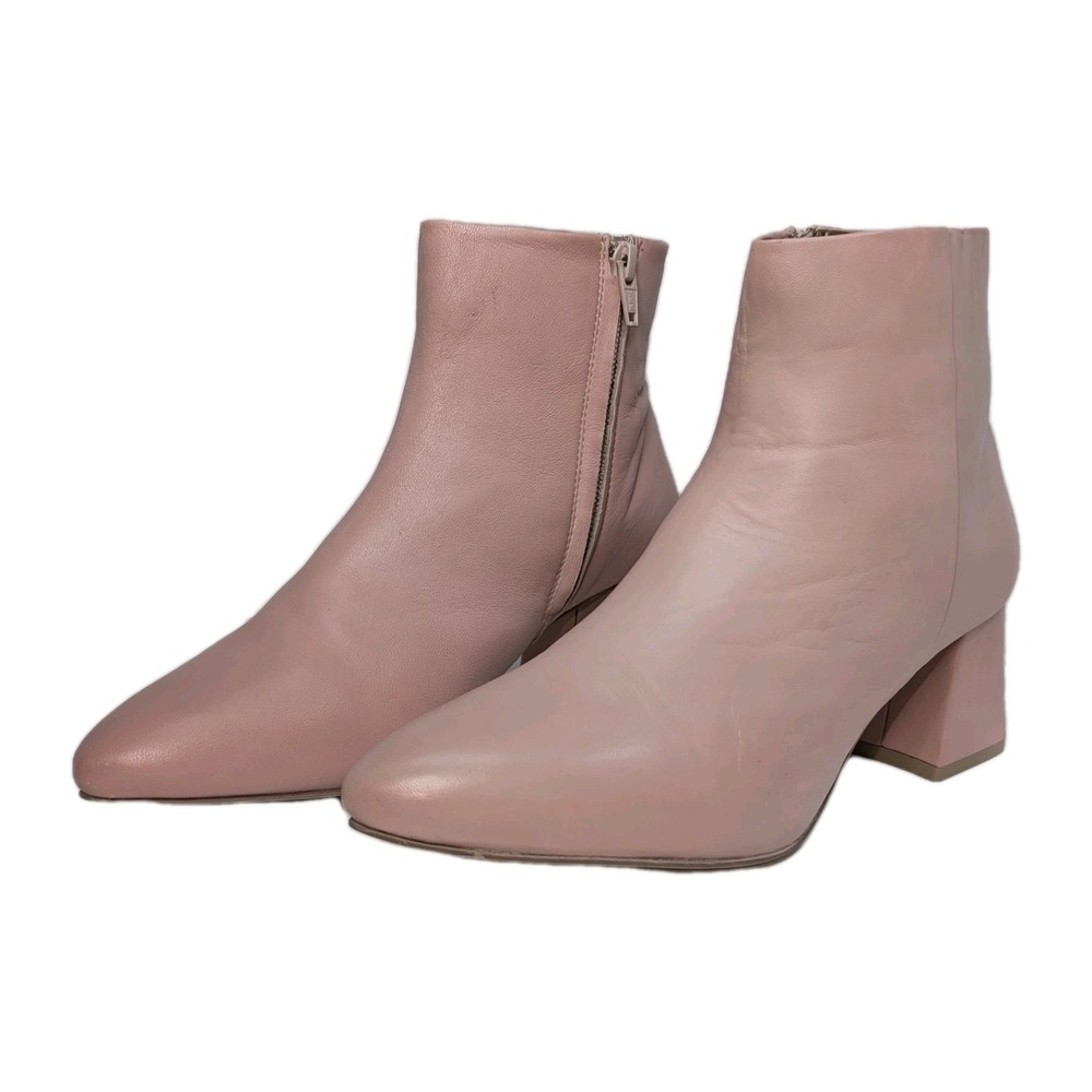 Women's Boots Journee Signature Tabbie Pink Leather Block Heel Size 8